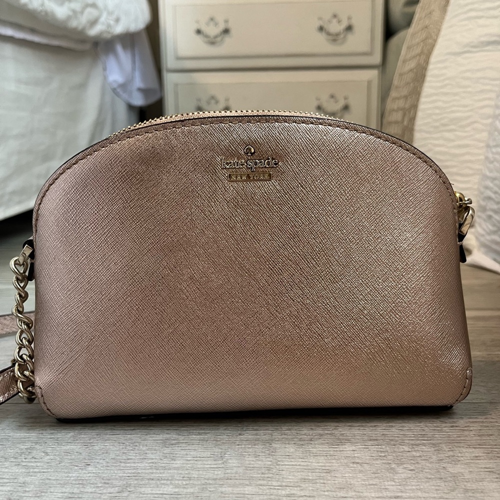 Kate Spade Metallic Rose Gold Crossbody Purse